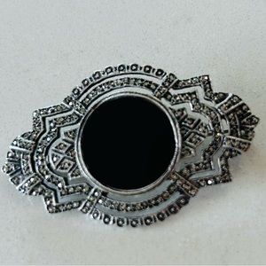 Antique Marcasite Sterling Silver Brooch
